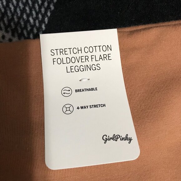 VS PINK TOFFEE FOLDOVER FLARE COTTON LEGGINGS LIMITED EDITION - Picture 8 of 11